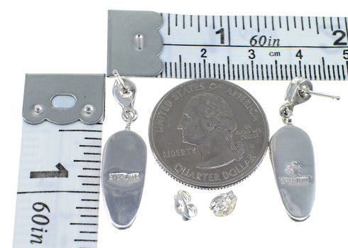 Sterling Silver Multicolor Native American Pueble Design Post Dangle Earrings YX53284